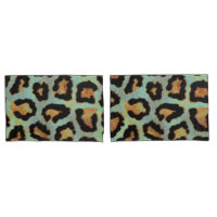 Mint Tease me teal Leopard print pillow cases