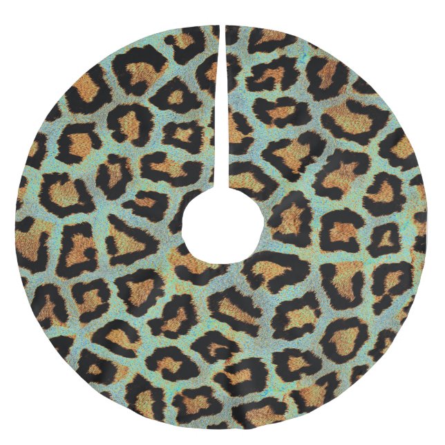 Mint Tease me teal  Leopard print style tree skirt (Front)