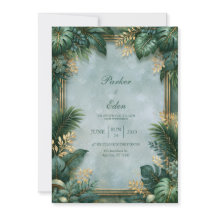 Mint Textured Gilded Tropical Border Wedding