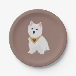 Mint The Cute West Highland Terrier Dog Paper Plate