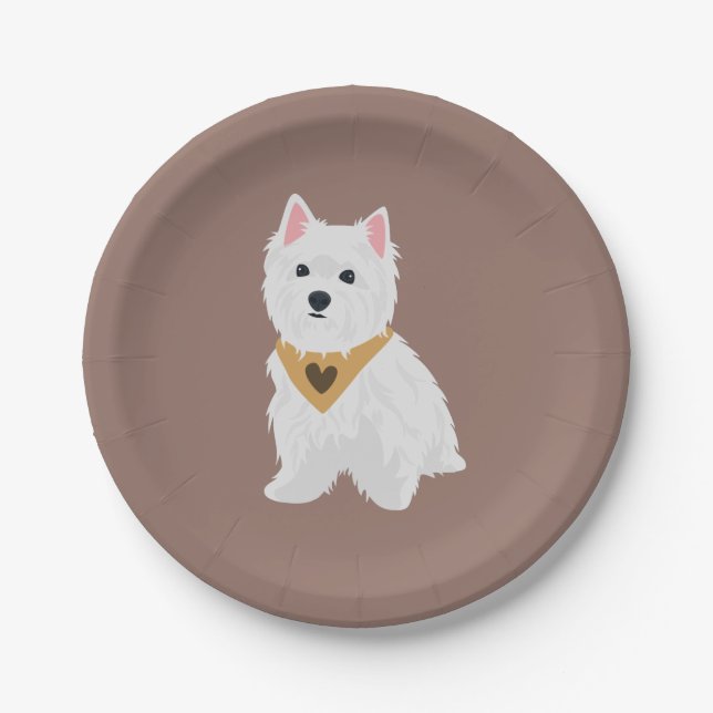 Mint The Cute West Highland Terrier Dog Paper Plate (Front)