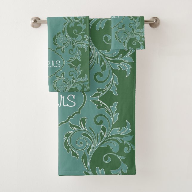 Mint Thyme Personalised Matching His and Hers Bath Towel Set (Insitu)