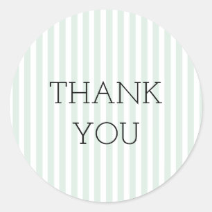 Mint Ticking Stripe Thank You Stickers