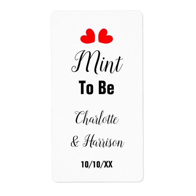 Mint To Be Cute Wedding Favour label (Front)