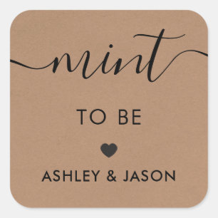 Mint to Be Gift Tag, Wedding Mints Sticker, Kraft Square Sticker