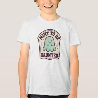 Mint to Be Haunted Cute Mint Ghost Kids Halloween Tri-Blend Shirt