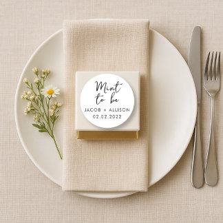 Mint to be modern elegant wedding favour classic round sticker