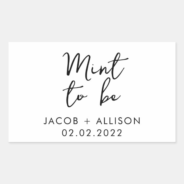 Mint to be modern elegant wedding favour rectangular sticker (Front)