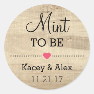 Mint To Be Stickers Rustic Wood Wedding Favours