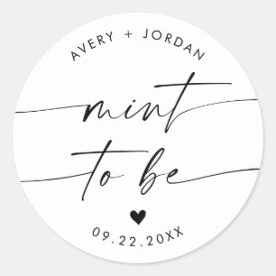 Mint to Be Wedding Favour Sticker   Modern Wedding