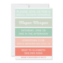 Mint to Coral Bridal Shower Invitation