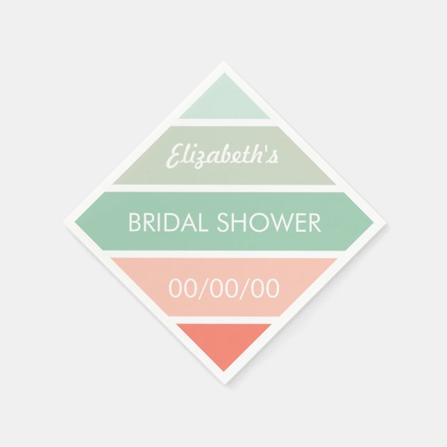 Mint to Coral Bridal Shower Napkins (Corner)