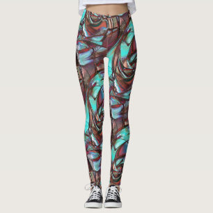 Mint to wine circular curved shapes in grain satin leggings