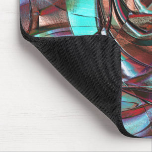 Mint to wine circular curved shapes in grain satin mouse mat