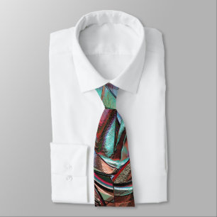 Mint to wine circular curved shapes in grain satin tie