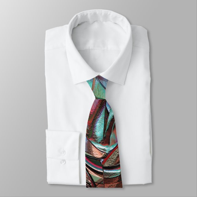 Mint to wine circular curved shapes in grain satin tie (Tied)