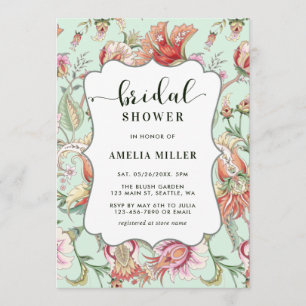 Mint   Tropical Fantasy Boho Floral Bridal Shower Invitation