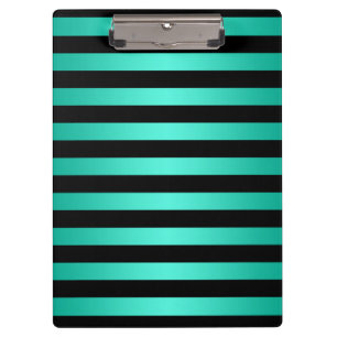 Mint Turquoise and Black Stripes Pattern Clipboard