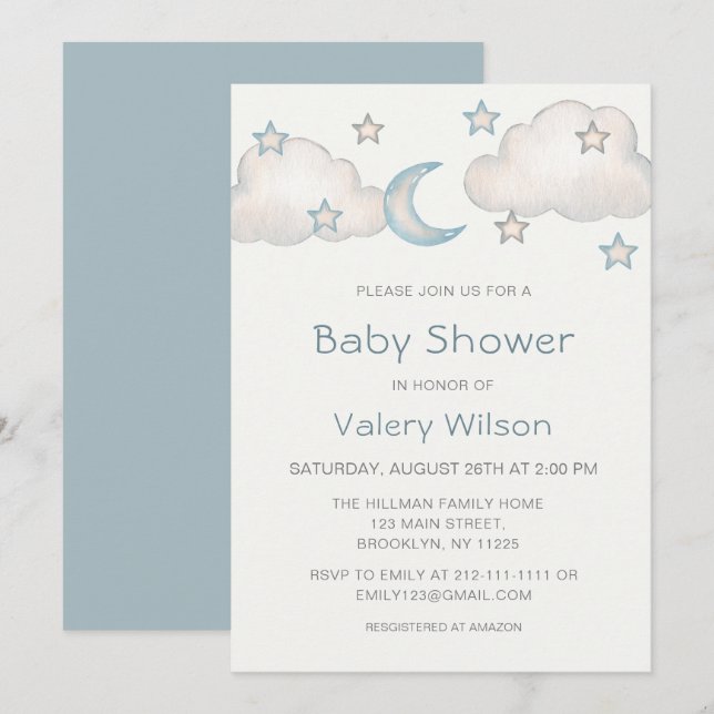Mint Turquoise Boy Baby Shower Invitation (Front/Back)