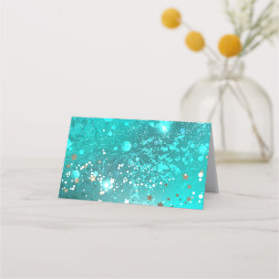 Mint Turquoise Foil Background Appointment Card
