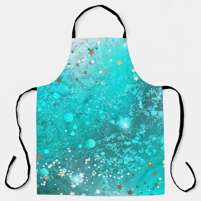 Mint Turquoise Foil Background Apron (Front)