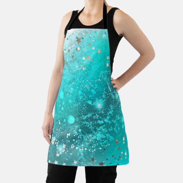 Mint Turquoise Foil Background Apron (Insitu)