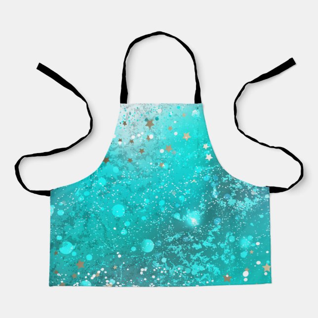 Mint Turquoise Foil Background Apron (Front)