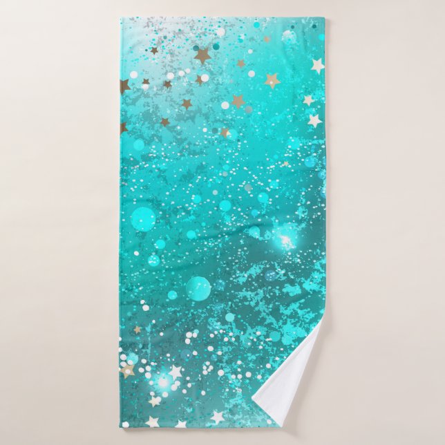 Mint Turquoise Foil Background Bath Towel (Bath Towel)