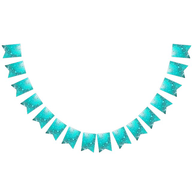 Mint Turquoise Foil Background Bunting (All)