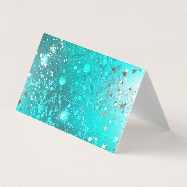 Mint Turquoise Foil Background Business Card (Front)