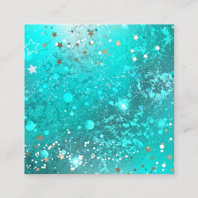 Mint Turquoise Foil Background Calling Card (Front)