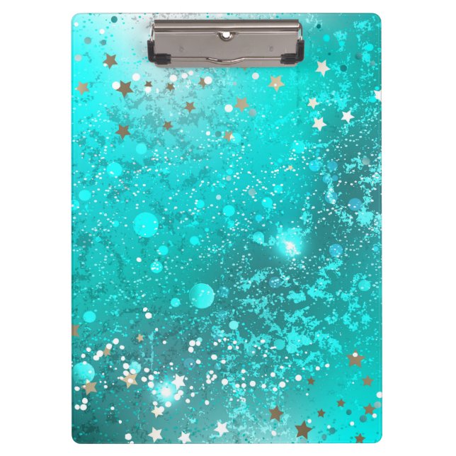 Mint Turquoise Foil Background Clipboard (Front)