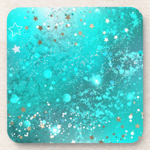 Mint Turquoise Foil Background Coaster