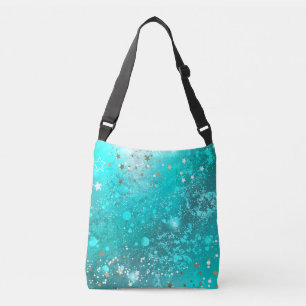 Mint Turquoise Foil Background Crossbody Bag