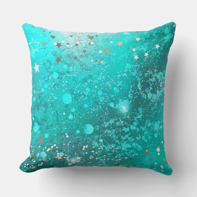 Mint Turquoise Foil Background Cushion (Front)