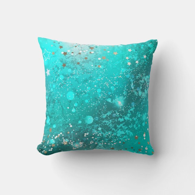 Mint Turquoise Foil Background Cushion (Front)