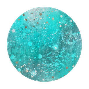 Mint Turquoise Foil Background Cutting Board
