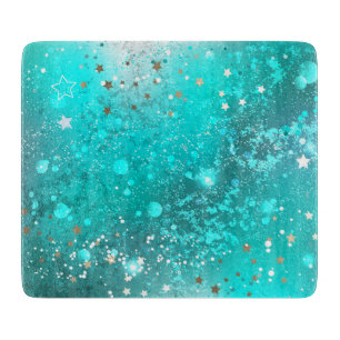 Mint Turquoise Foil Background Cutting Board