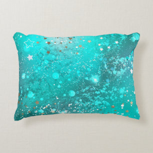 Mint Turquoise Foil Background Decorative Cushion