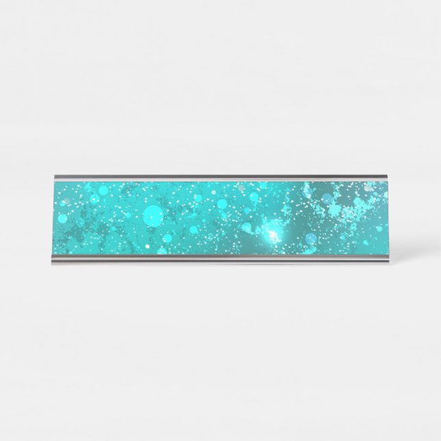 Mint Turquoise Foil Background Desk Name Plate (Front)