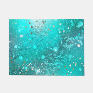 Mint Turquoise Foil Background Doormat
