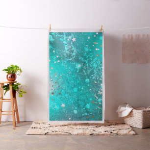 Mint Turquoise Foil Background Fabric