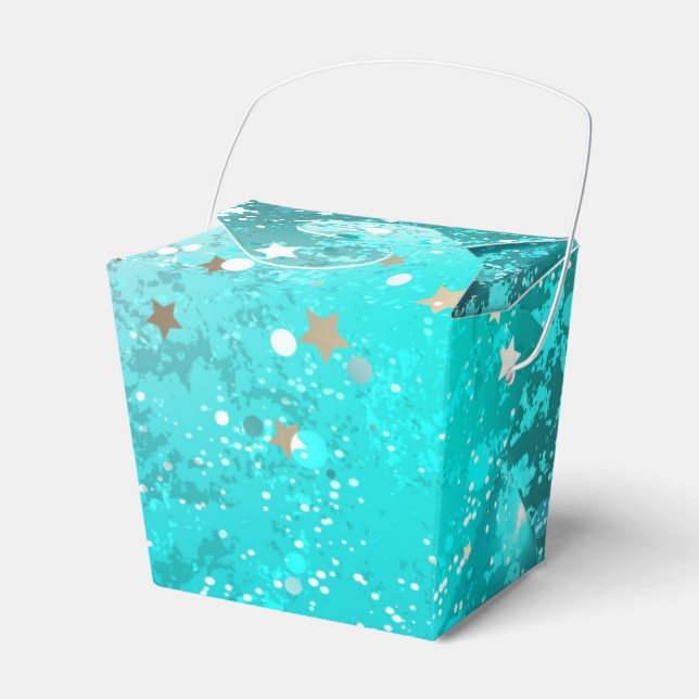 Mint Turquoise Foil Background Favour Box (Front Side)