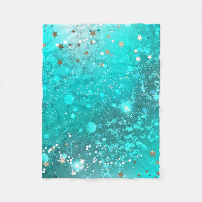 Mint Turquoise Foil Background Fleece Blanket (Front)