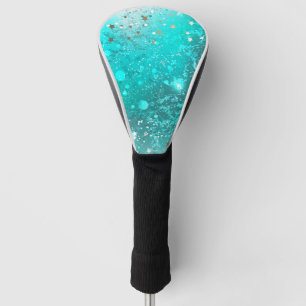 Mint Turquoise Foil Background Golf Head Cover