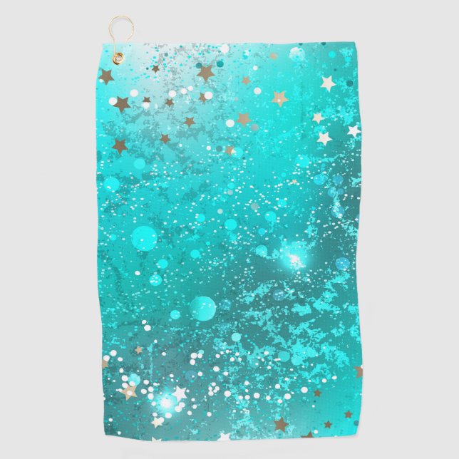 Mint Turquoise Foil Background Golf Towel (Front)