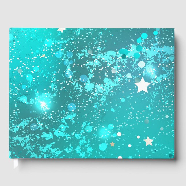 Mint Turquoise Foil Background Guest Book (Front)