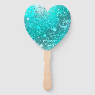 Mint Turquoise Foil Background Hand Fan