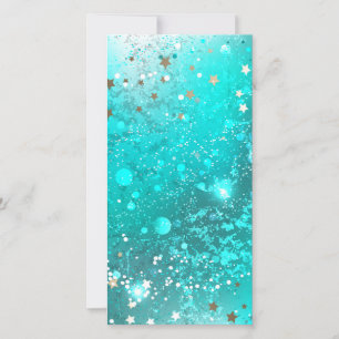 Mint Turquoise Foil Background Holiday Card