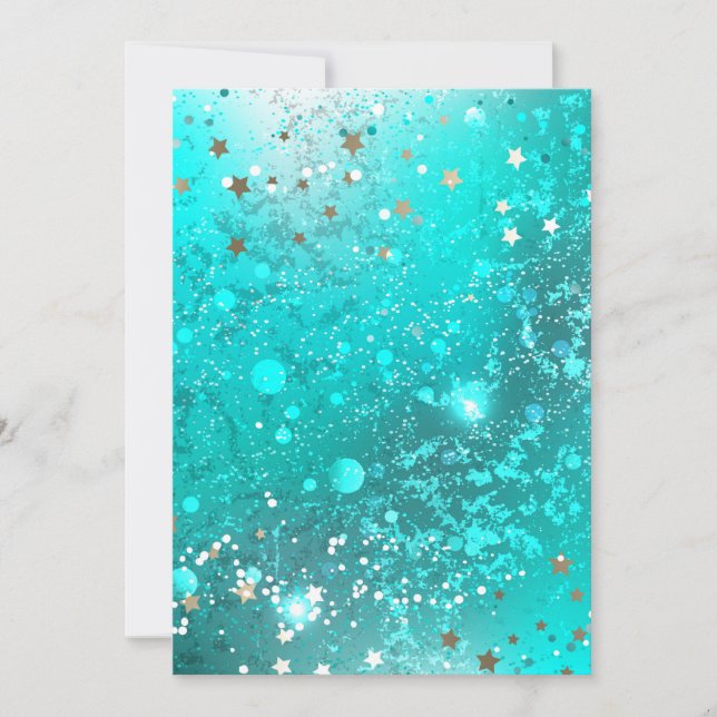 Mint Turquoise Foil Background Holiday Card (Front)